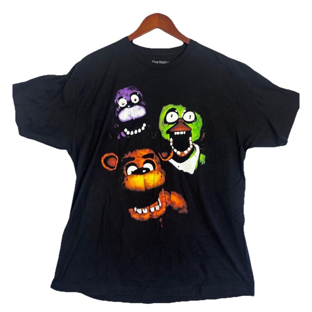 Five Nights at Freddy’s Character Graphic T Shirt Black XL Horror Game 2025